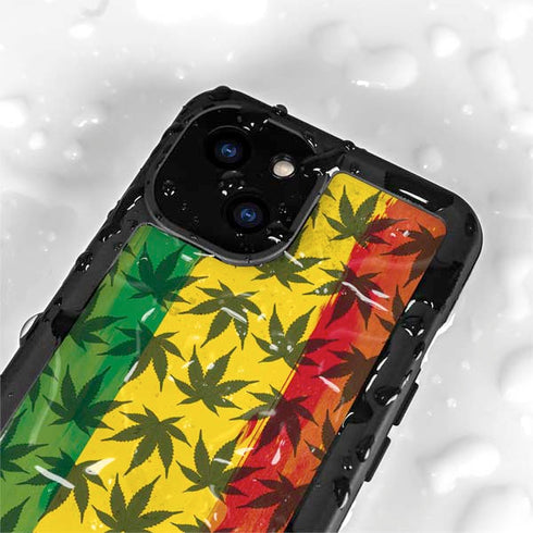 Marijuana Rasta Pattern iPhone 15 Plus Waterproof Case